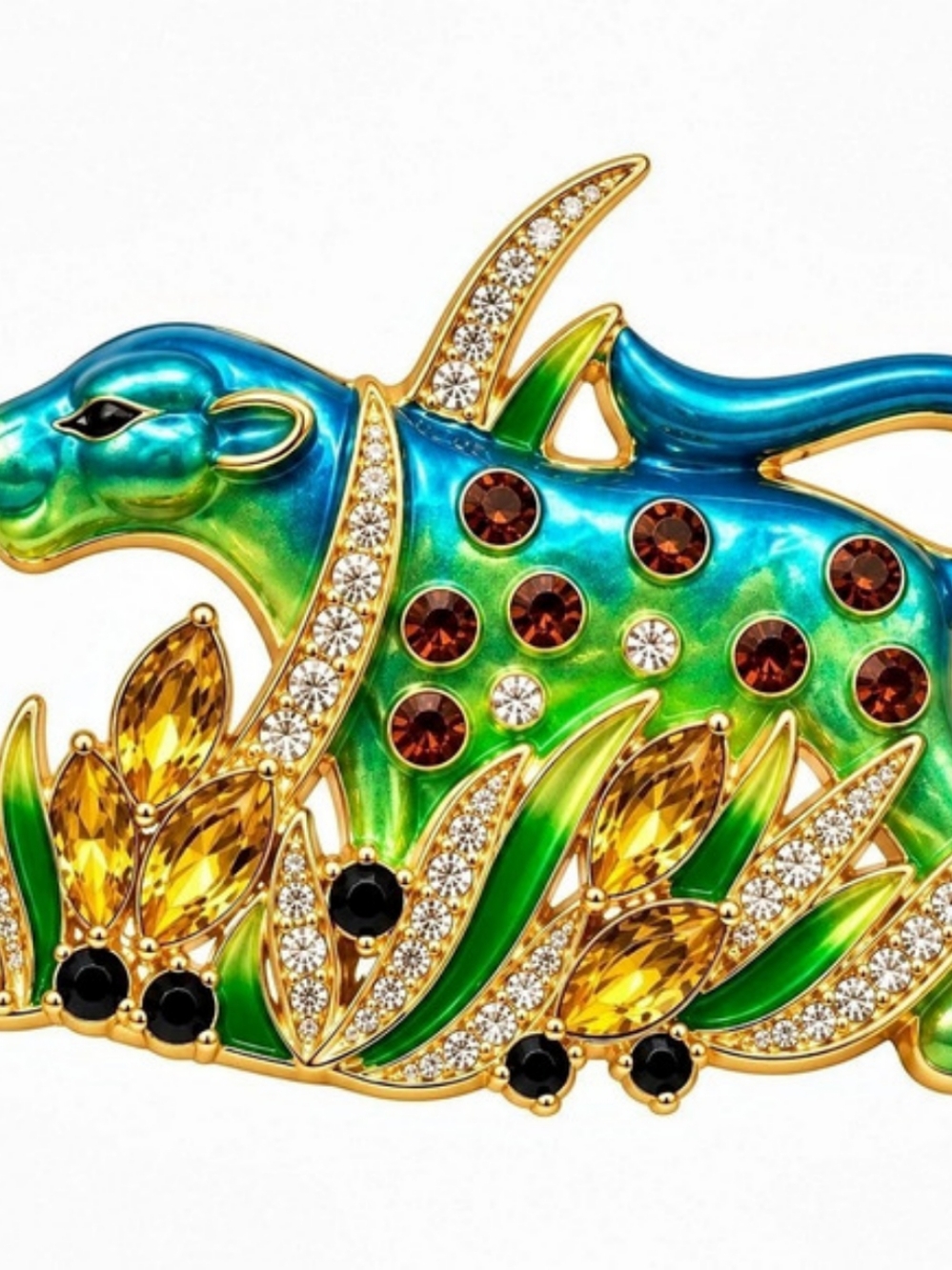 Multicolor Jeweled Animal Brooch